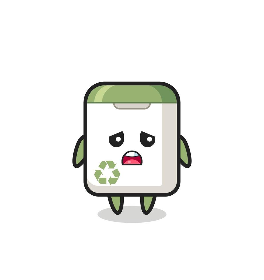 disappointed expression of the trash can cartoon vector