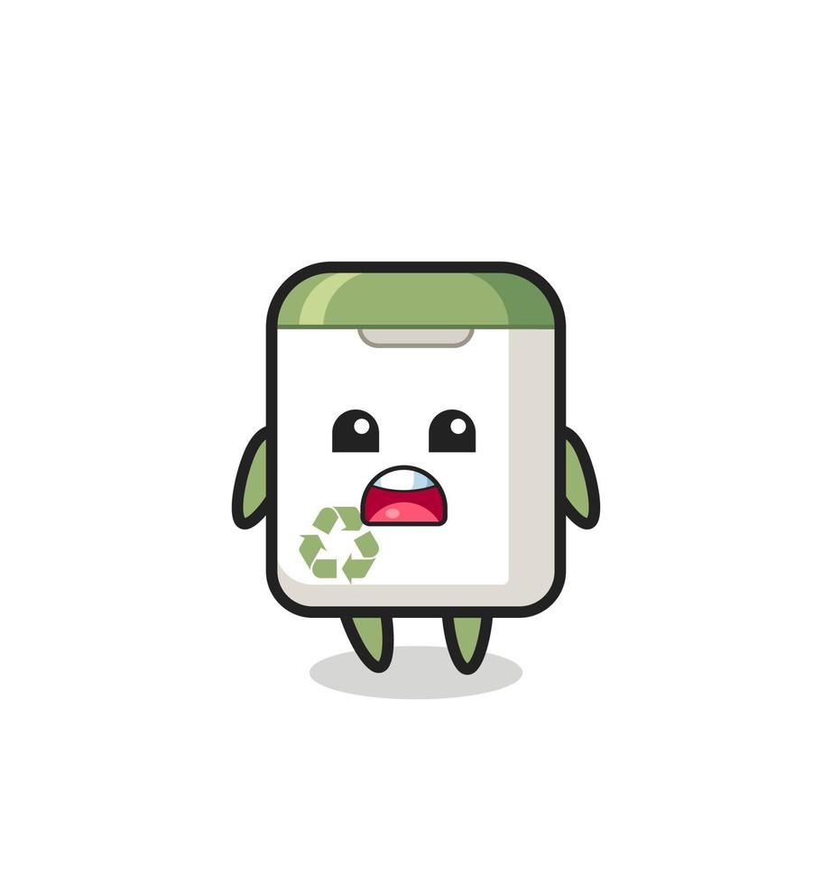 trash can illustration with apologizing expression, saying I am sorry vector