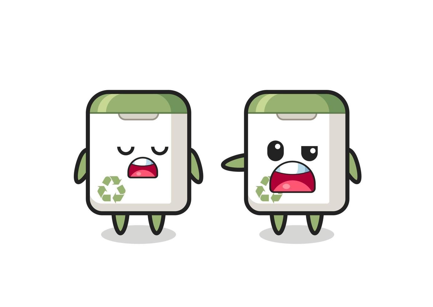 illustration of the argue between two cute trash can characters vector