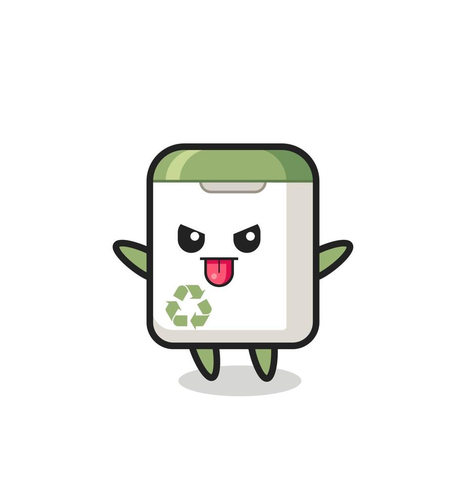 naughty trash can character in mocking pose vector