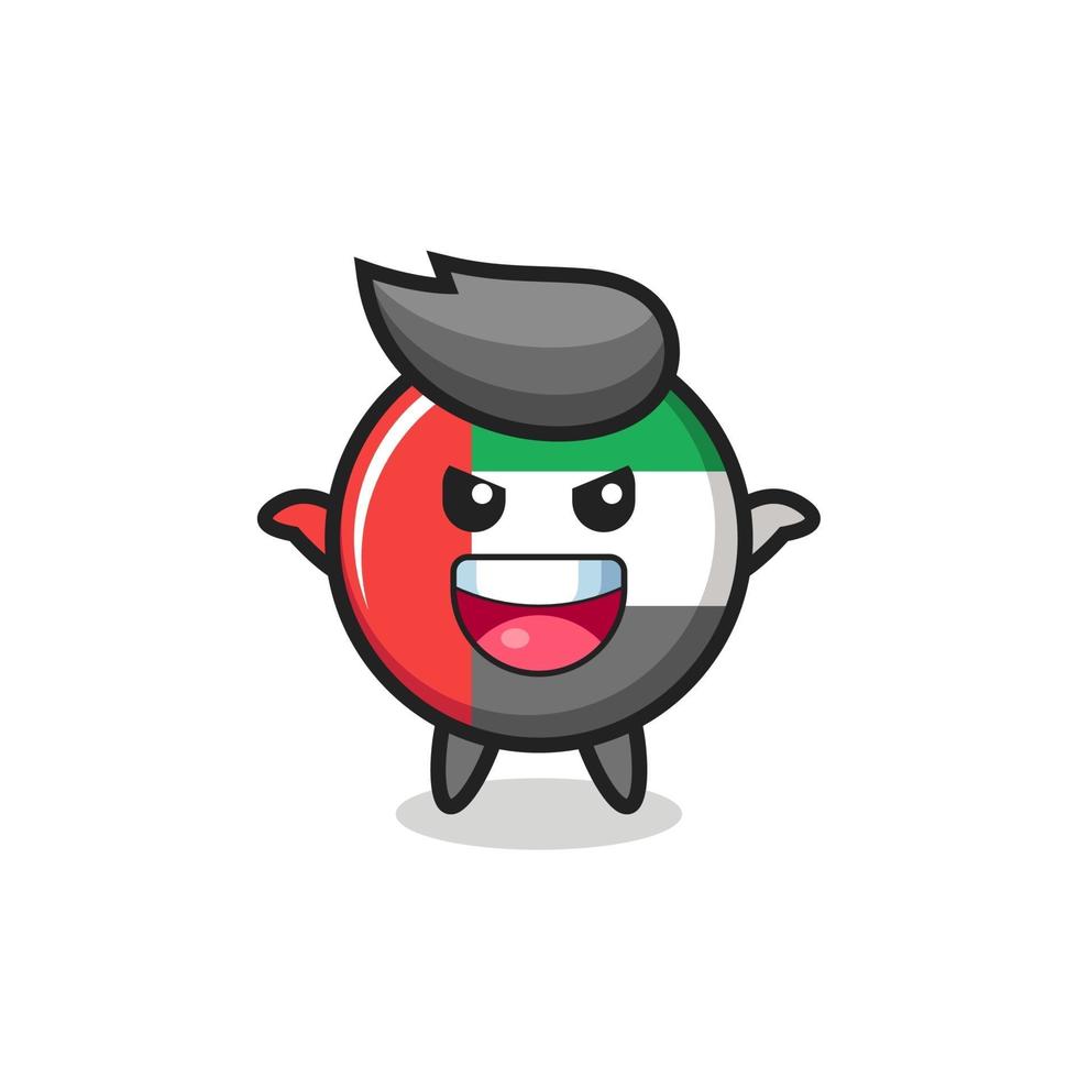the illustration of cute uae flag badge doing scare gesture vector