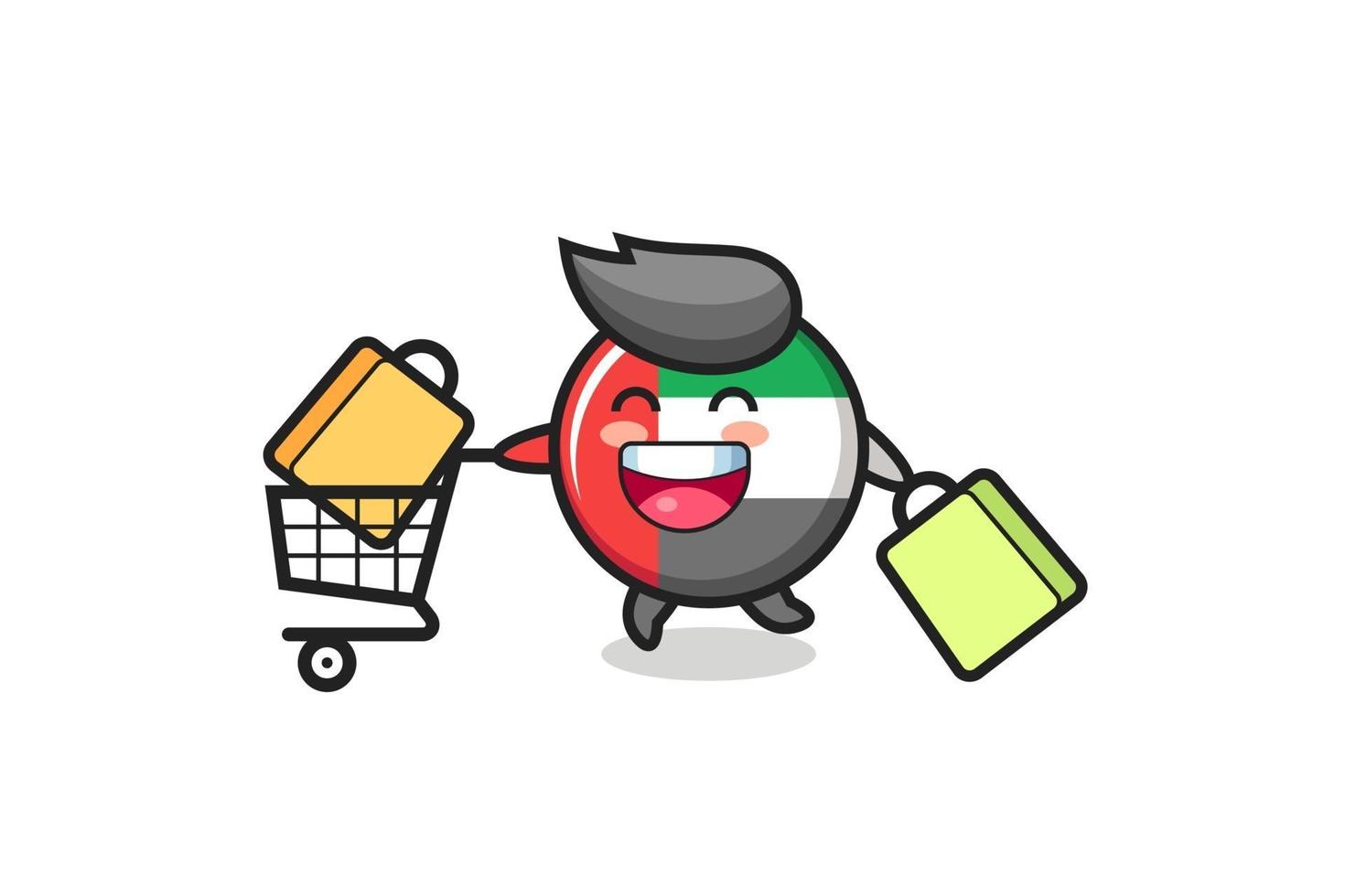 black Friday illustration with cute uae flag badge mascot vector