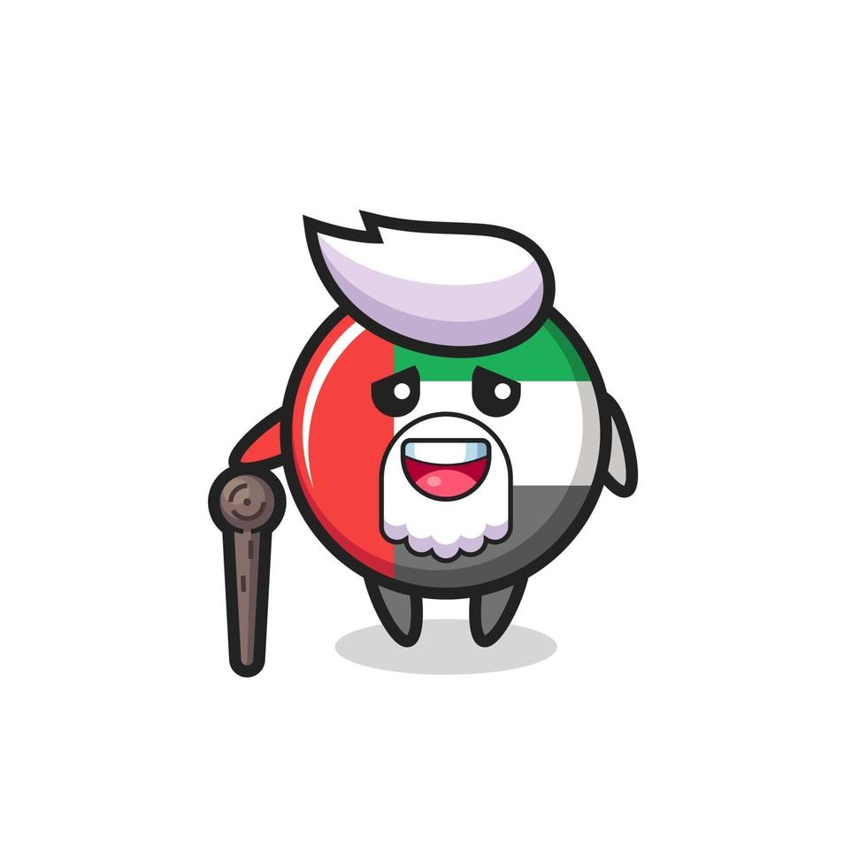 cute uae flag badge grandpa is holding a stick vector