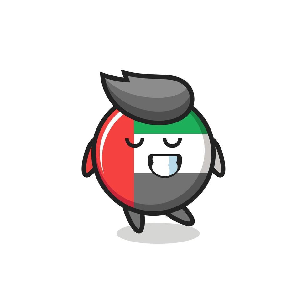 uae flag badge cartoon illustration with a shy expression vector