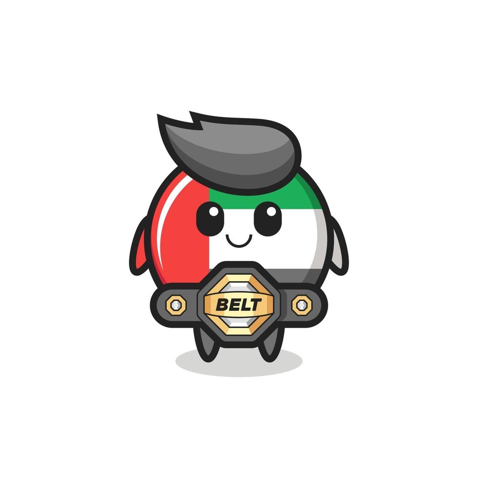 the MMA fighter uae flag badge mascot with a belt vector