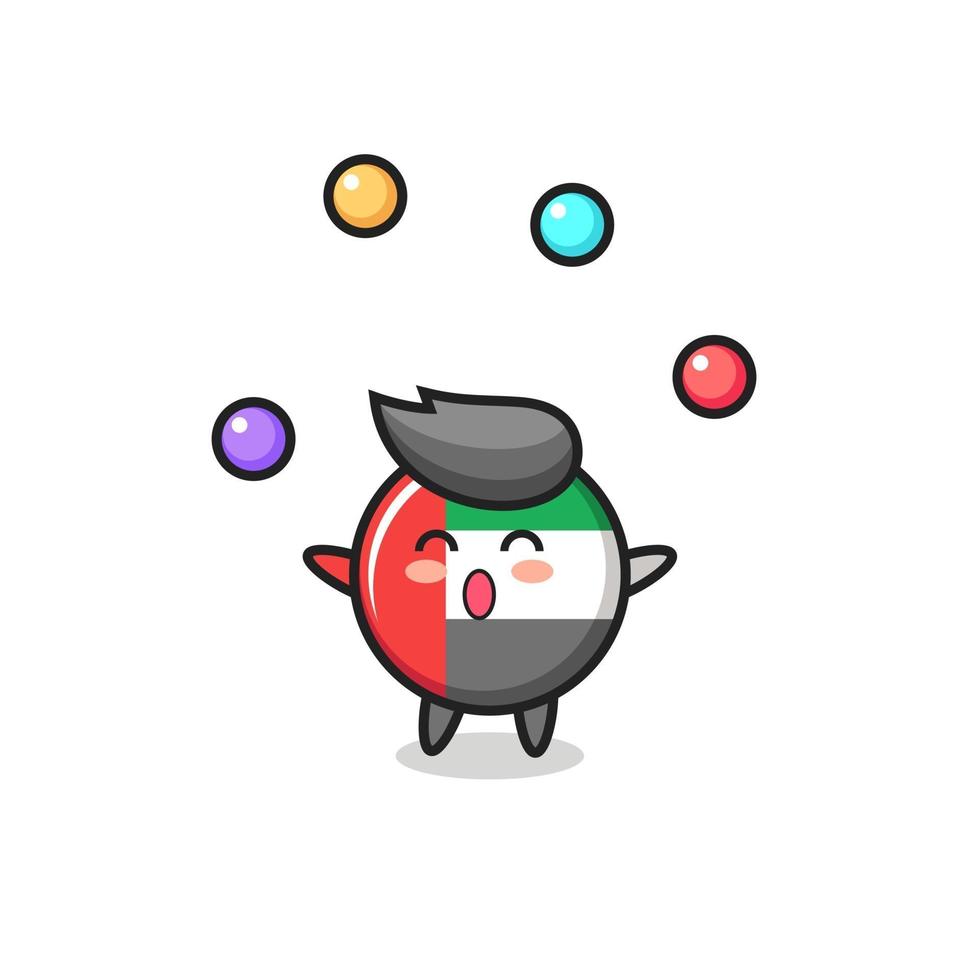 the uae flag badge circus cartoon juggling a ball vector