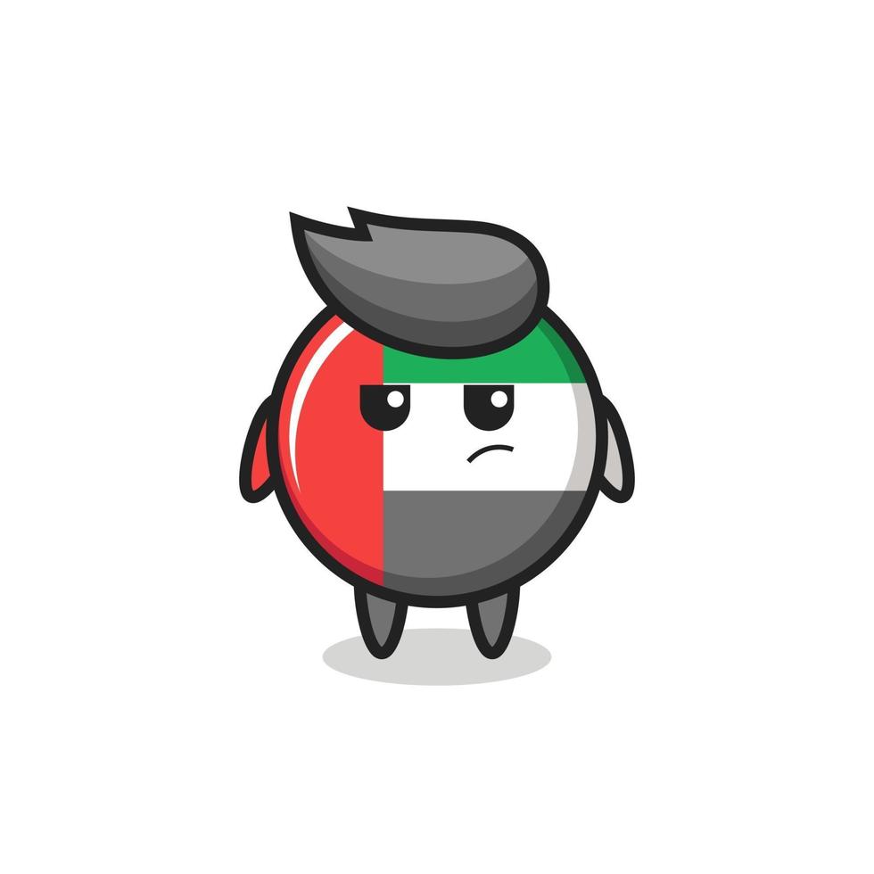 cute uae flag badge character with suspicious expression vector