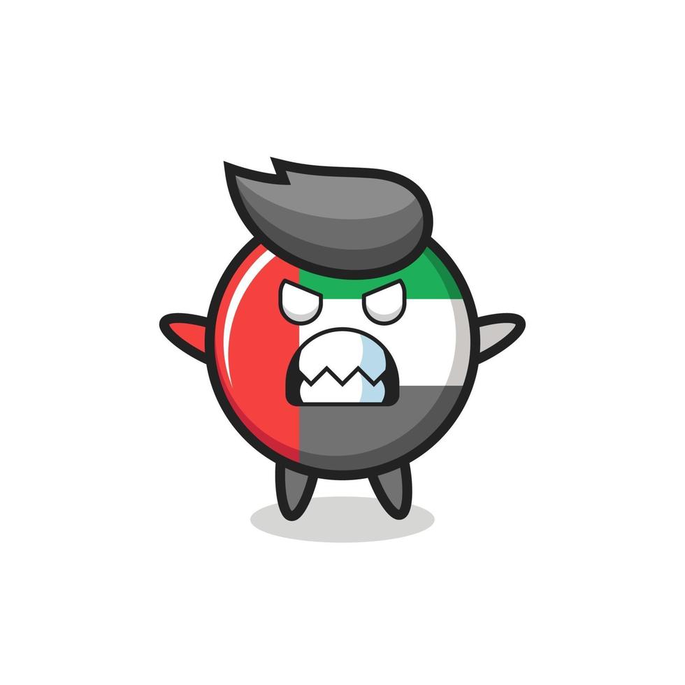 expresión airada del personaje de la mascota de la insignia de la bandera de los emiratos árabes unidos vector