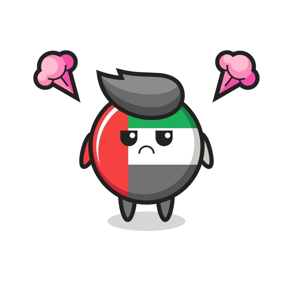 annoyed expression of the cute uae flag badge cartoon character vector