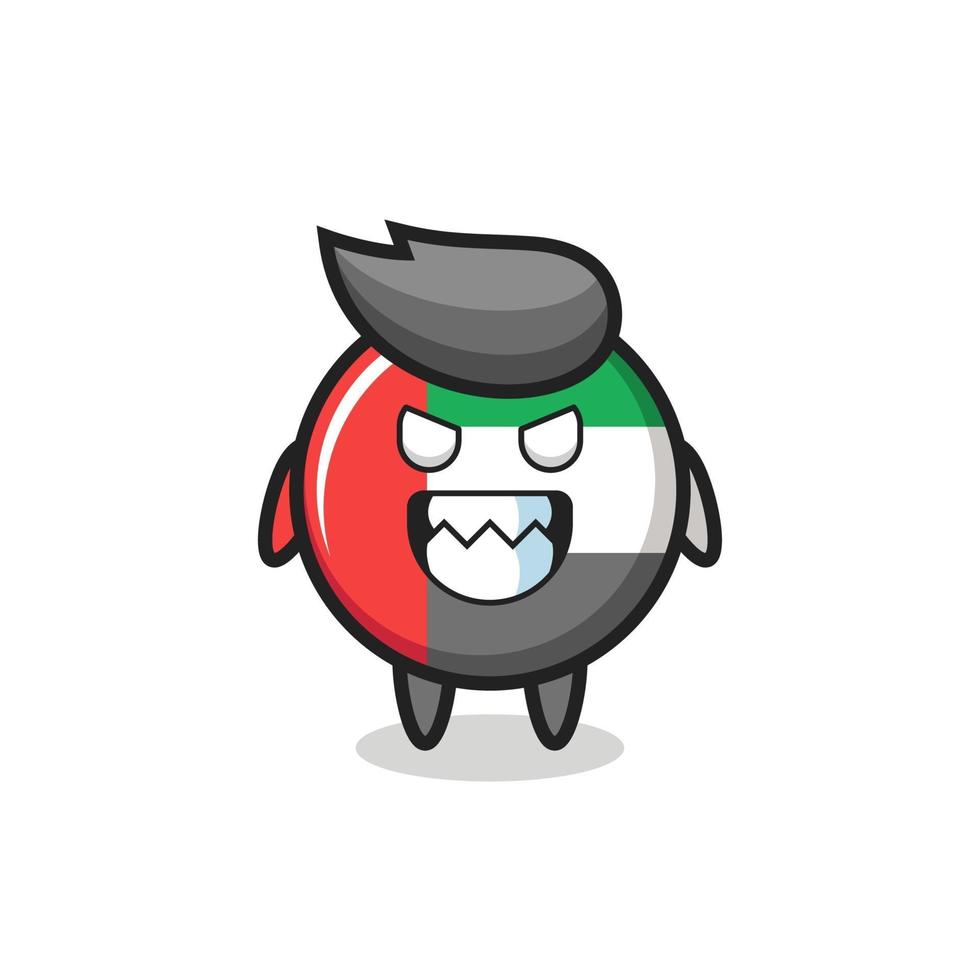 evil expression of the uae flag badge cute mascot character vector