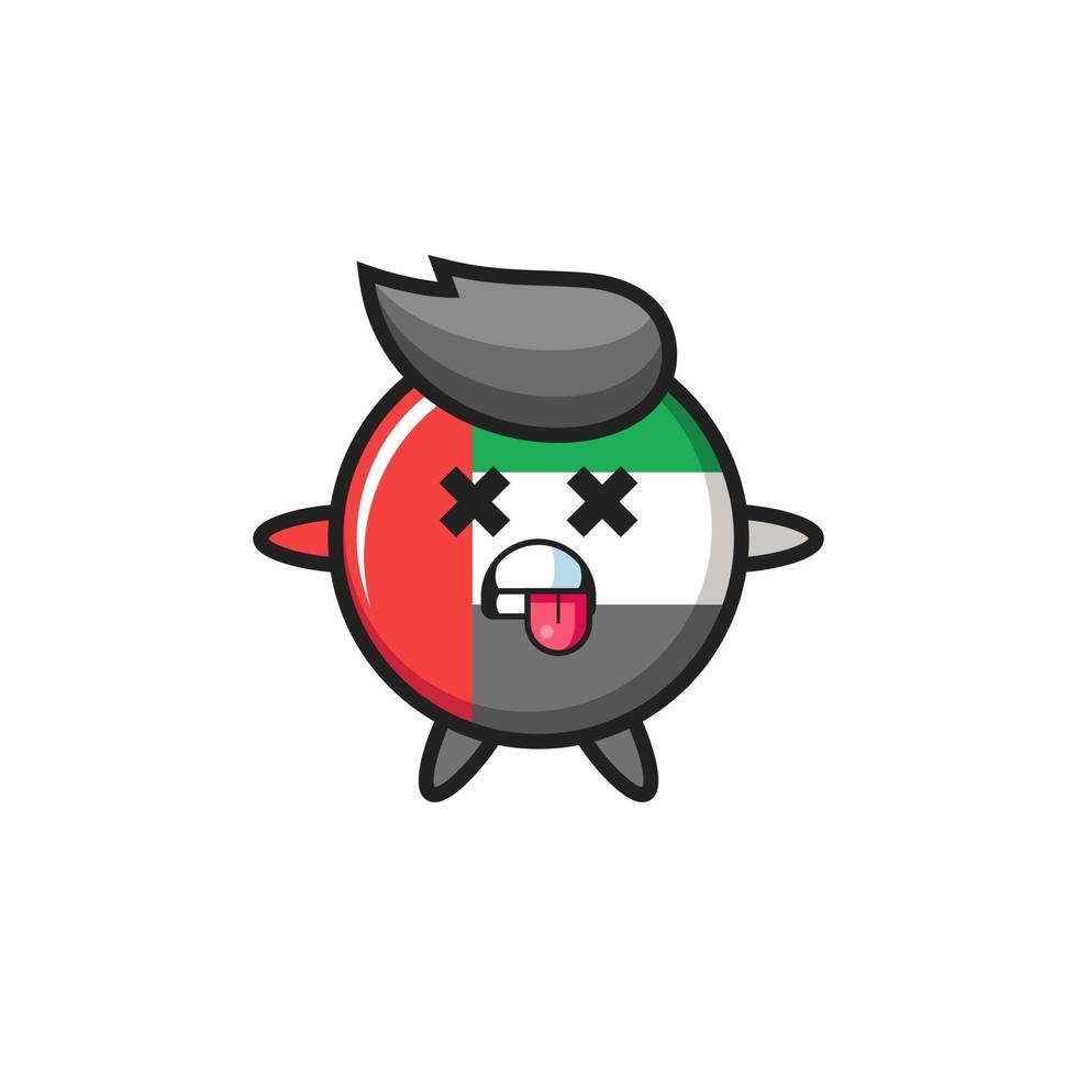 character of the cute uae flag badge with dead pose vector