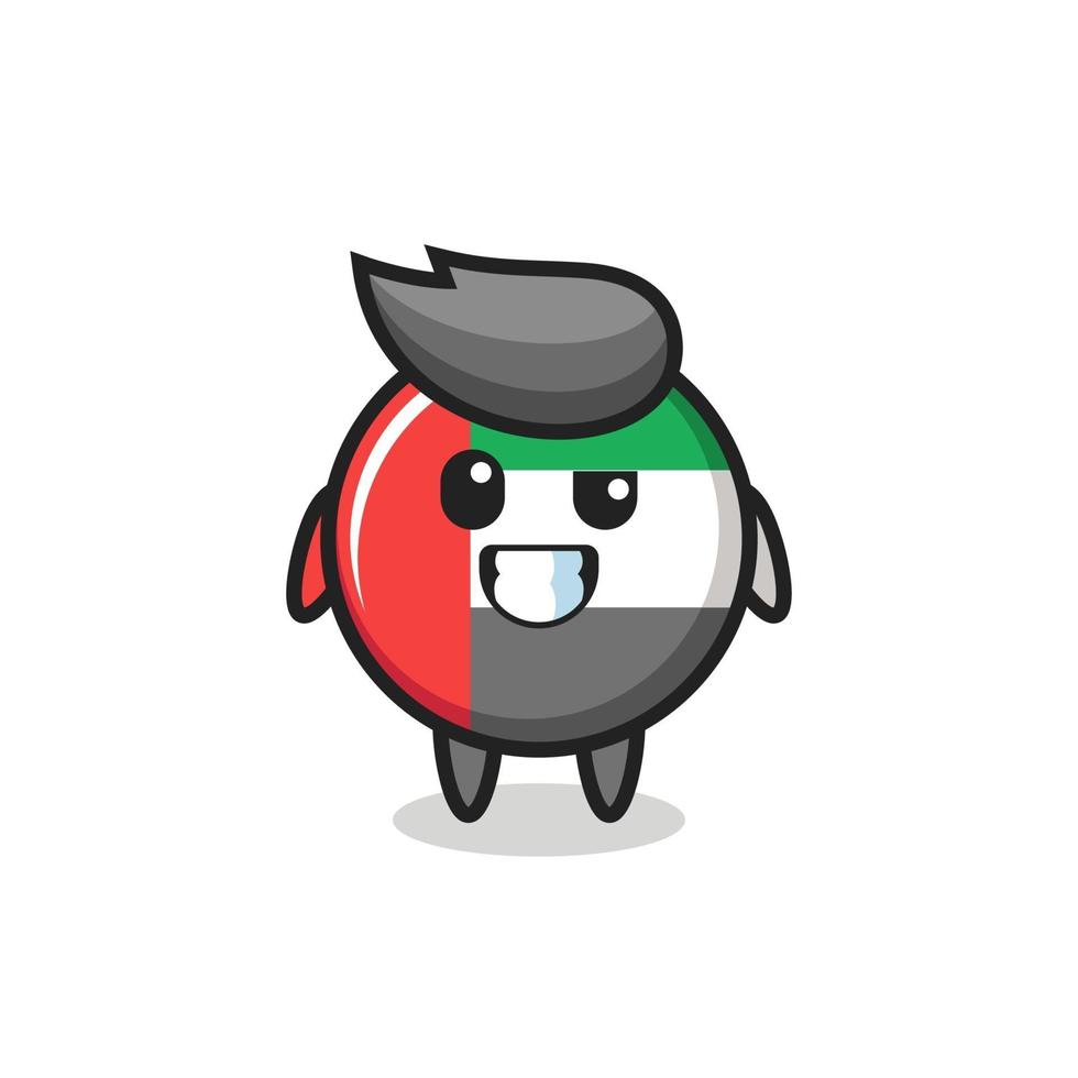 linda mascota de la insignia de la bandera de los emiratos árabes unidos con una cara optimista vector