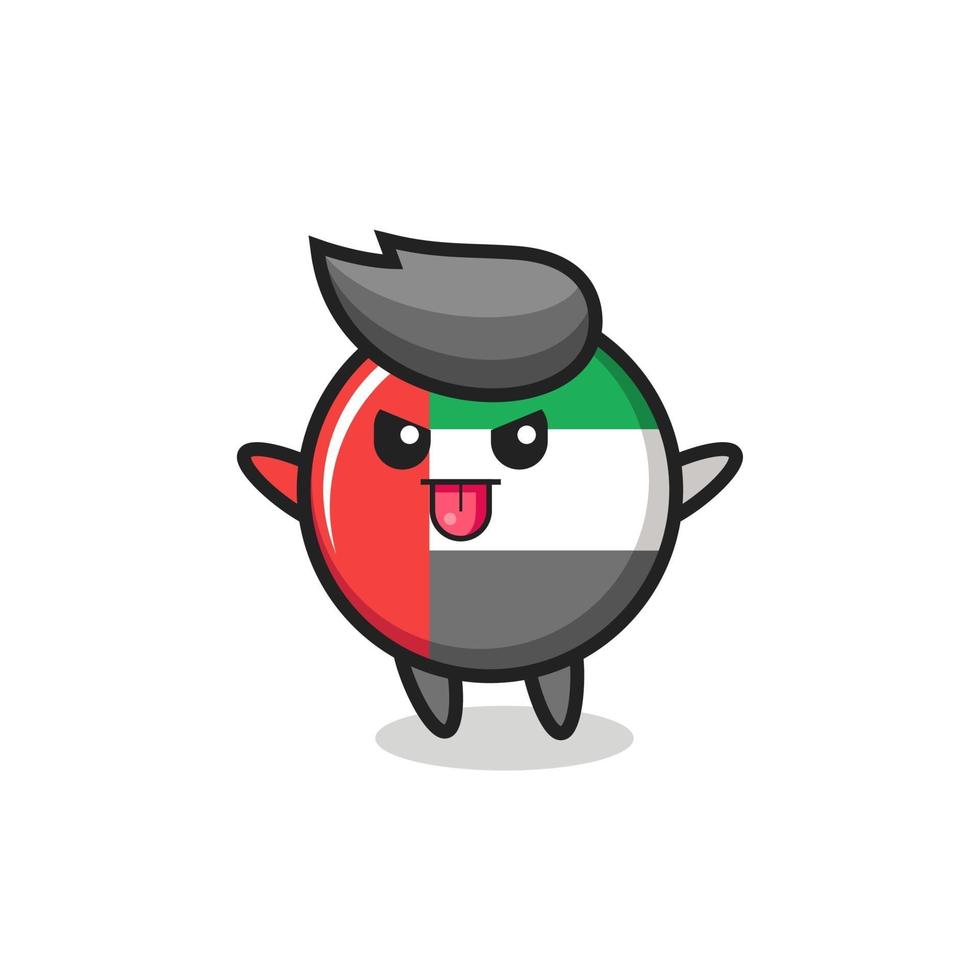 naughty uae flag badge character in mocking pose vector