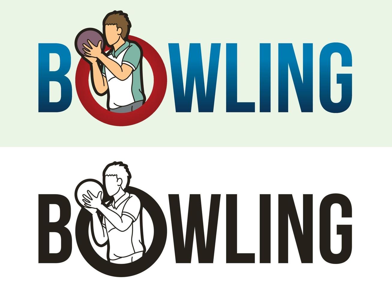 Bowling Text With Sport Players vector