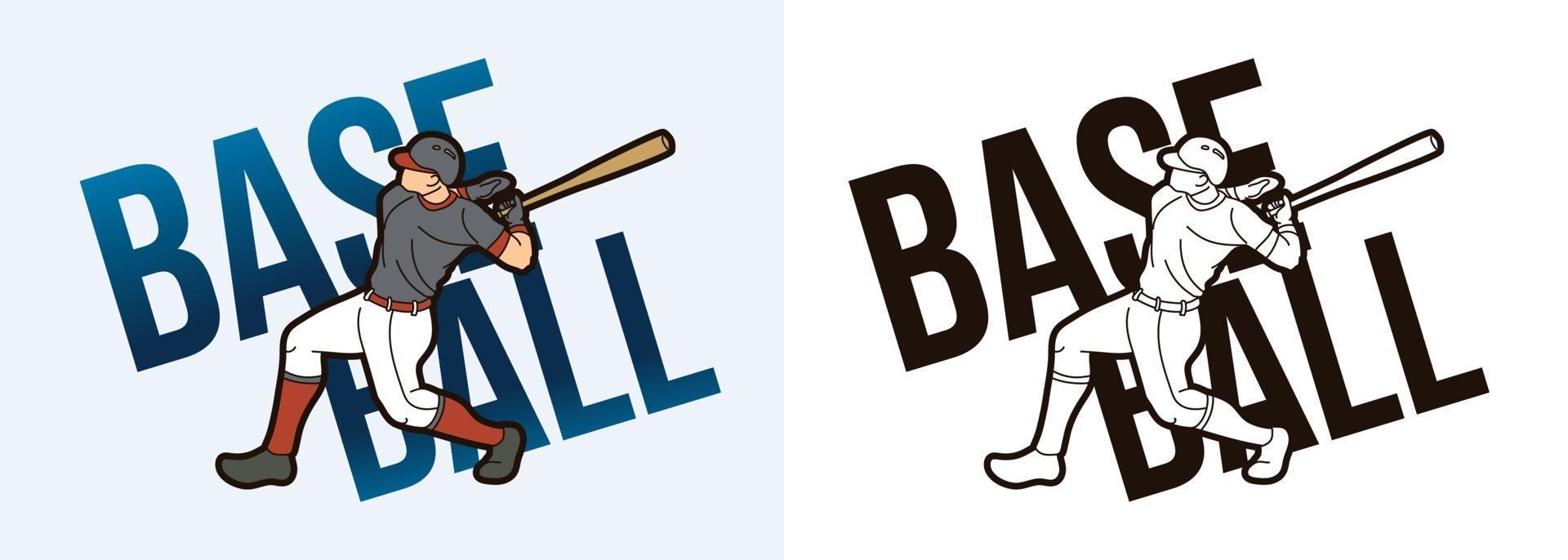 Baseball Text With Sport Players vector