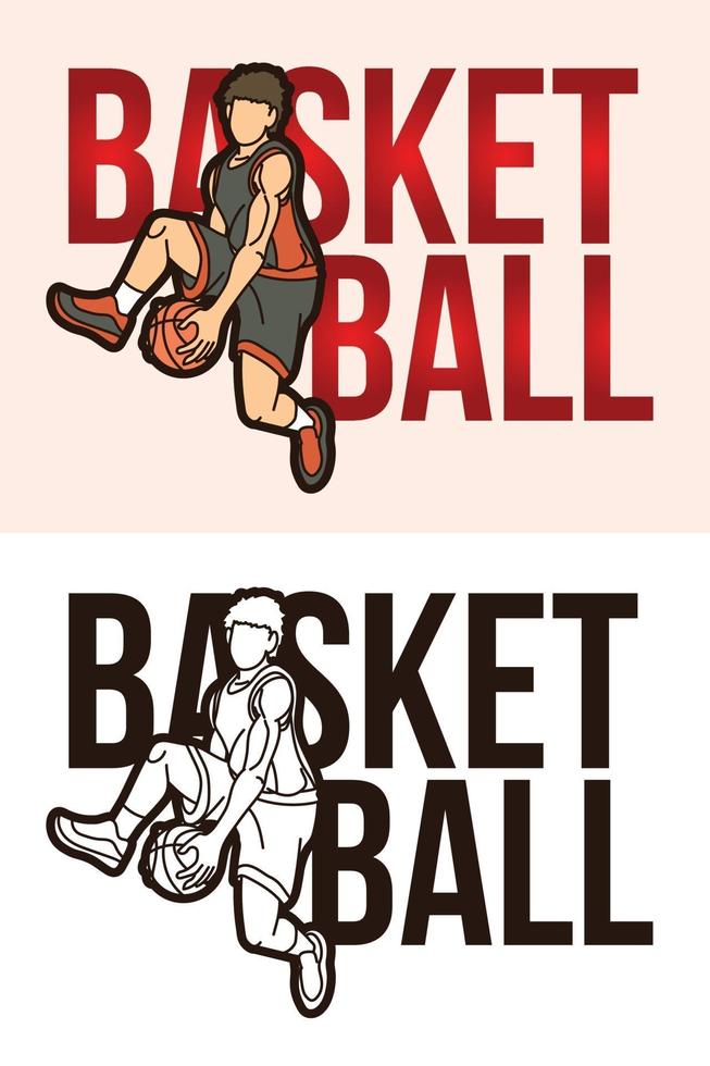 Basketball Font with Sport Player vector