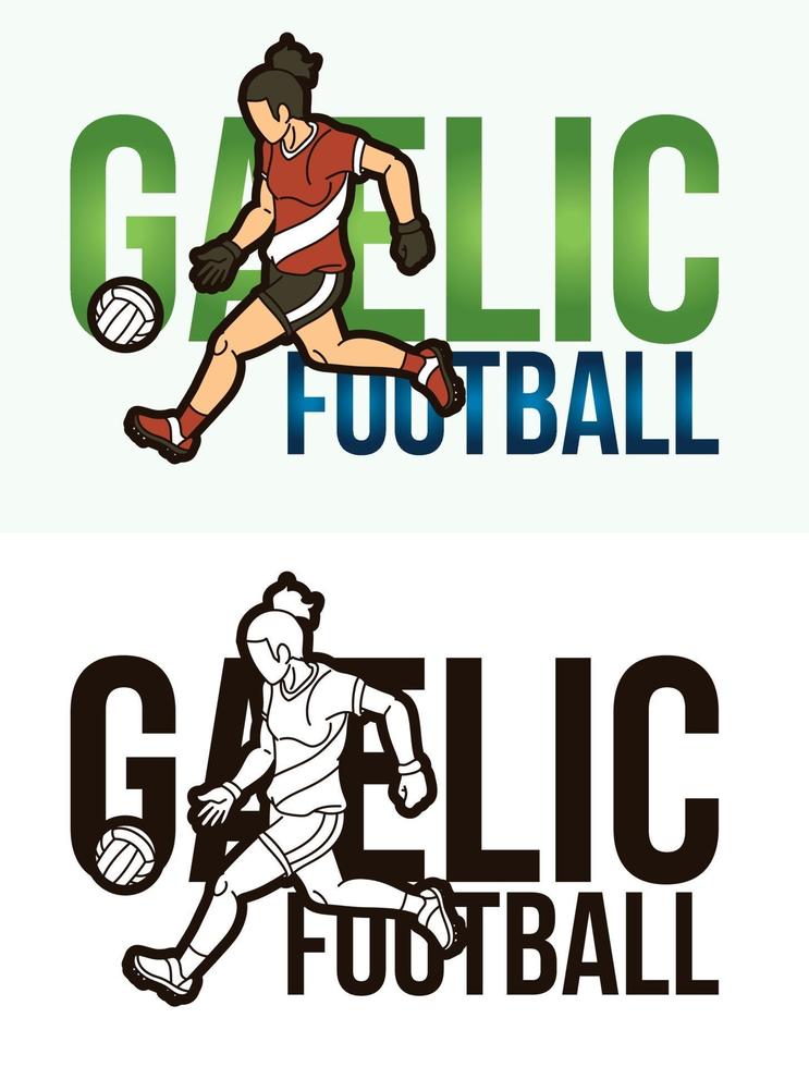 Gaelic Football Text with Sport Player Graphic Vector