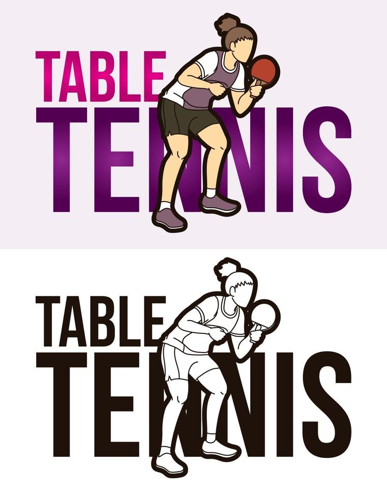 Ping Pong or Table Tennis Text with Sport Player vector