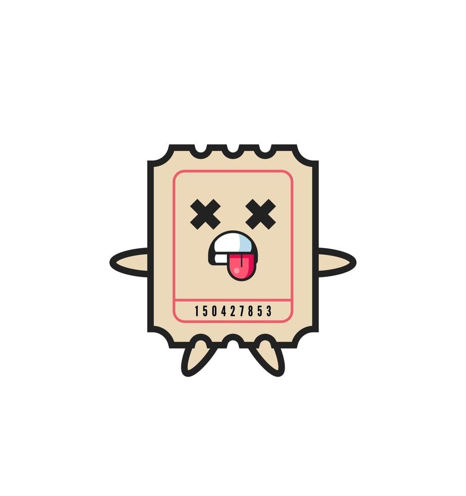 character of the cute ticket with dead pose vector