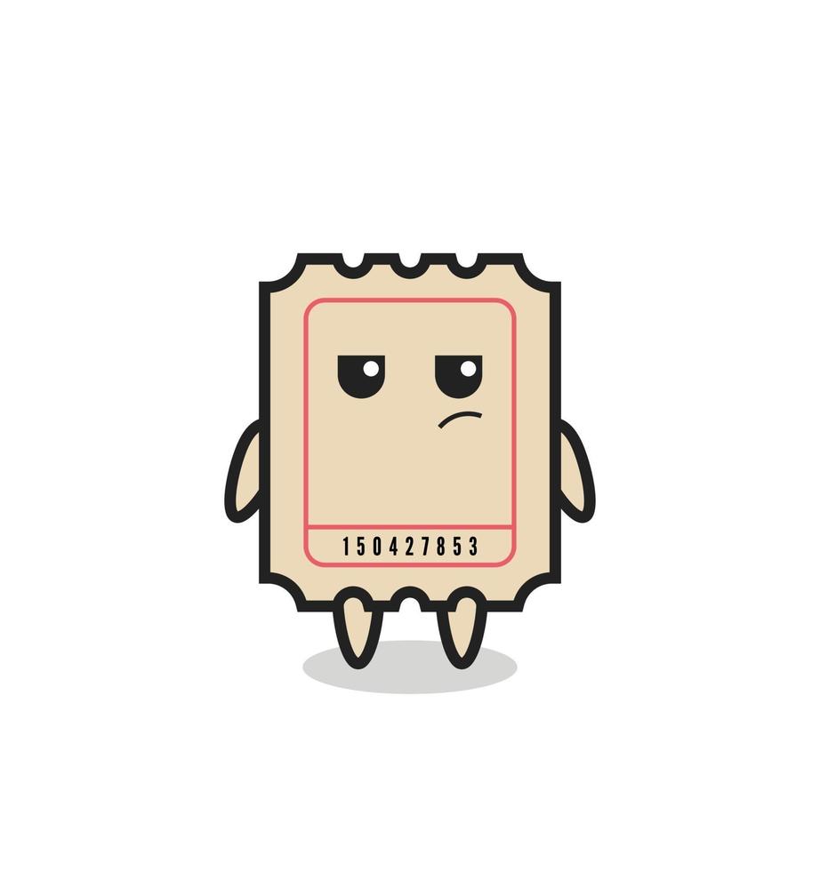 cute ticket character with suspicious expression vector