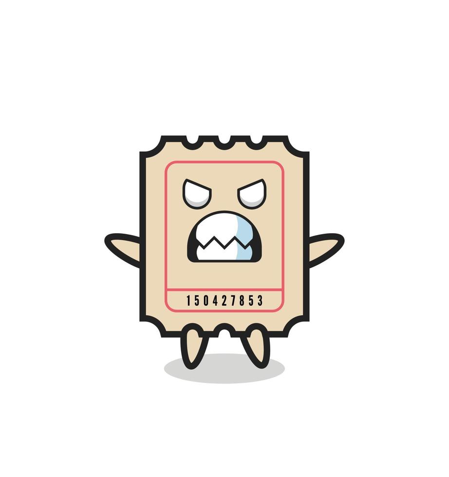 wrathful expression of the ticket mascot character vector