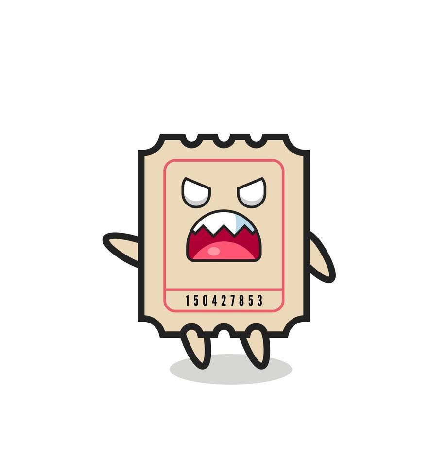 cute ticket cartoon in a very angry pose vector