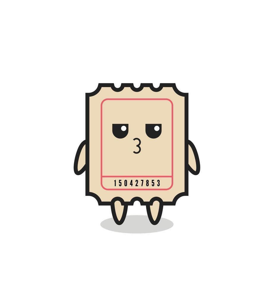 the bored expression of cute ticket characters vector
