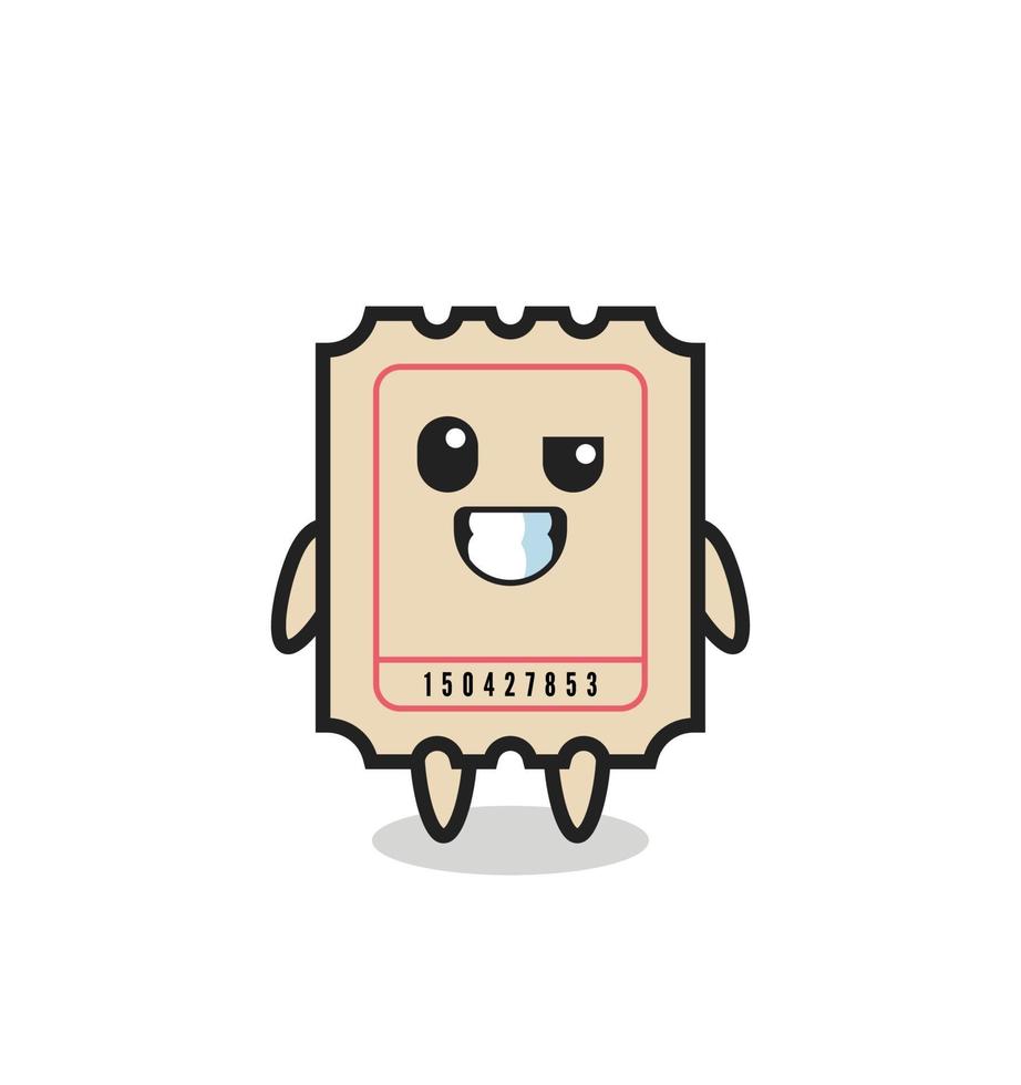 cute ticket mascot with an optimistic face vector
