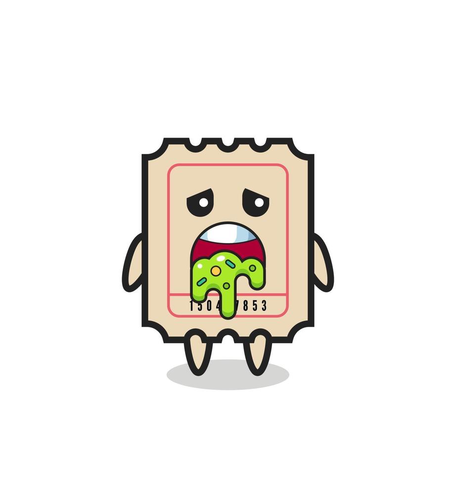 the cute ticket character with puke vector