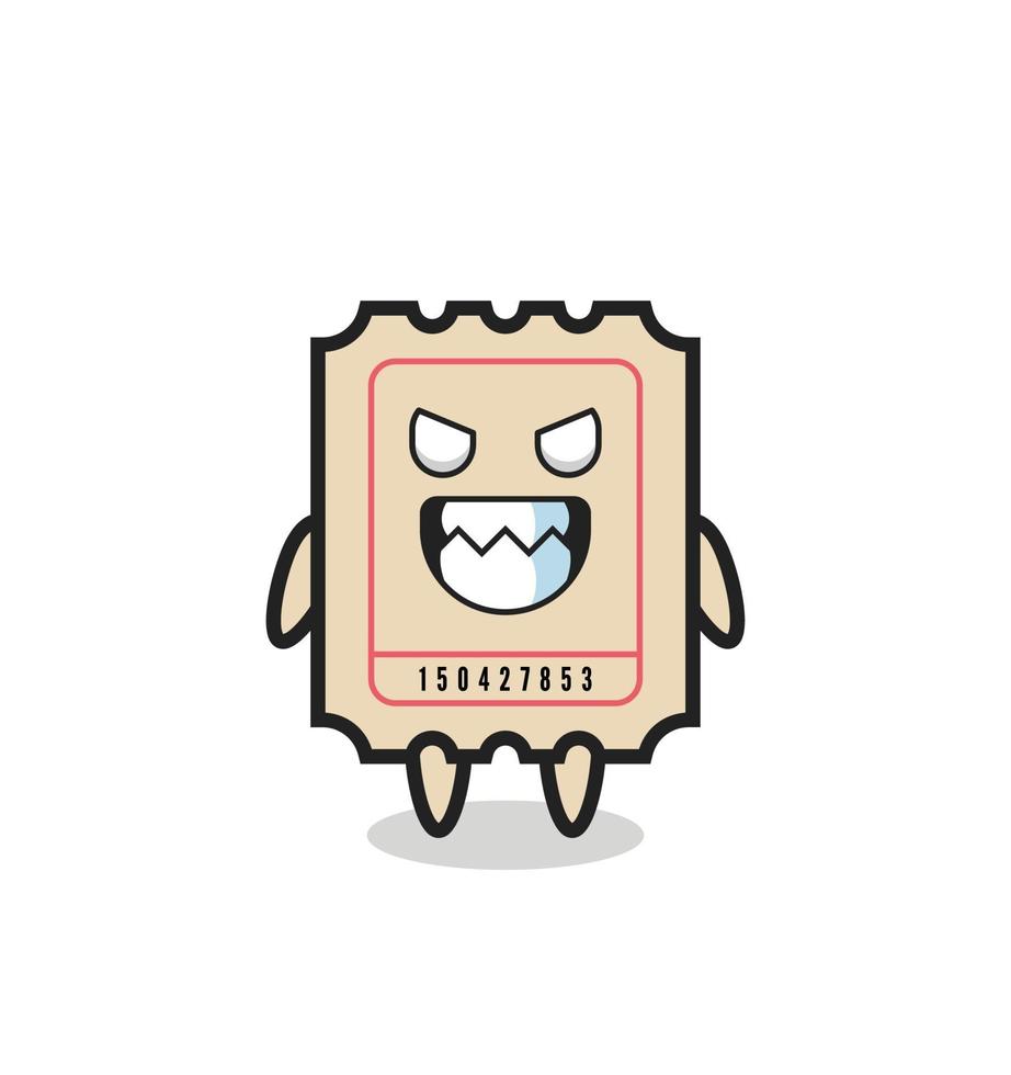 evil expression of the ticket cute mascot character vector