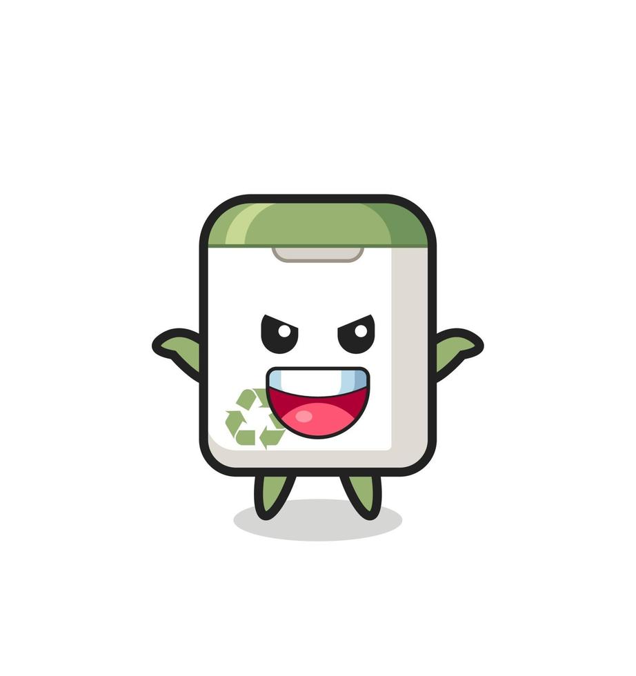 the illustration of cute trash can doing scare gesture vector