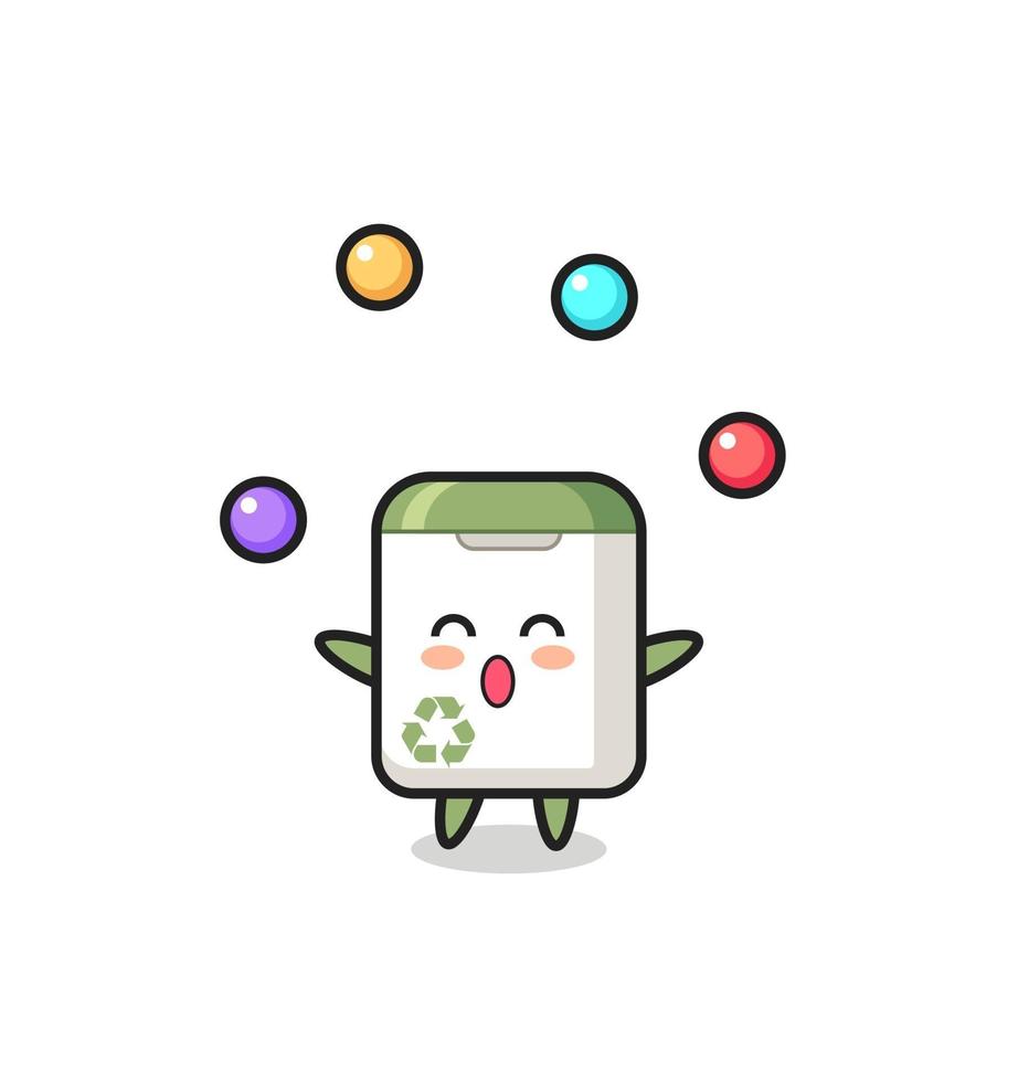 the trash can circus cartoon juggling a ball vector