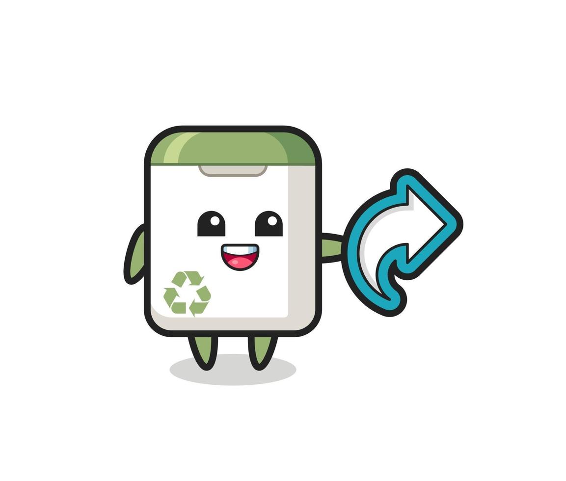 cute trash can hold social media share symbol vector