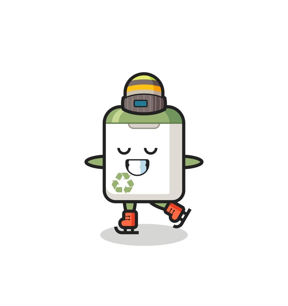 trash can cartoon as an ice skating player doing perform vector