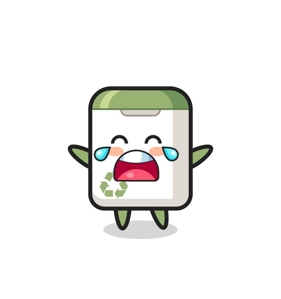 the illustration of crying trash can cute baby vector