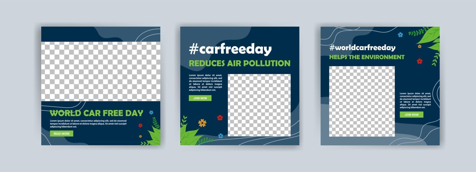 Social media post template for world car free day vector