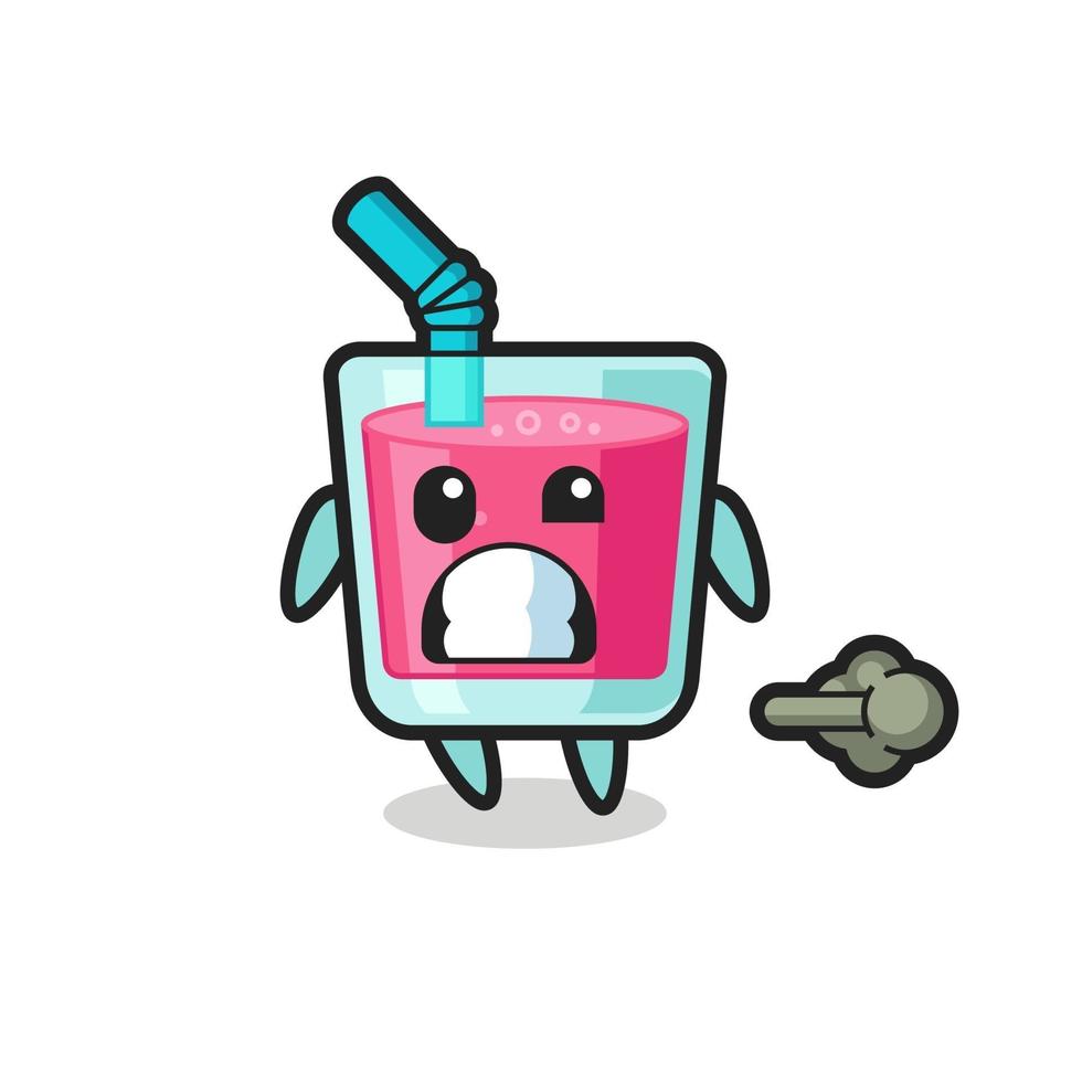 the illustration of the strawberry juice cartoon doing fart vector