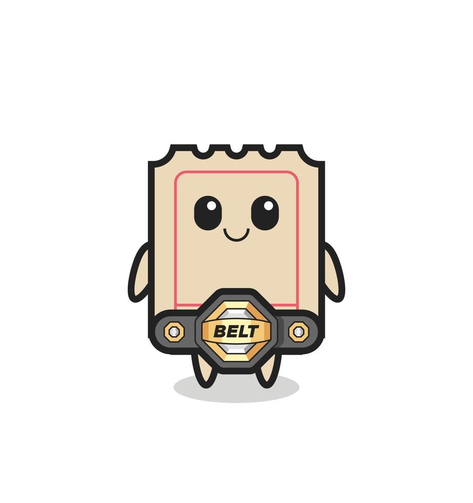 the MMA fighter ticket mascot with a belt vector