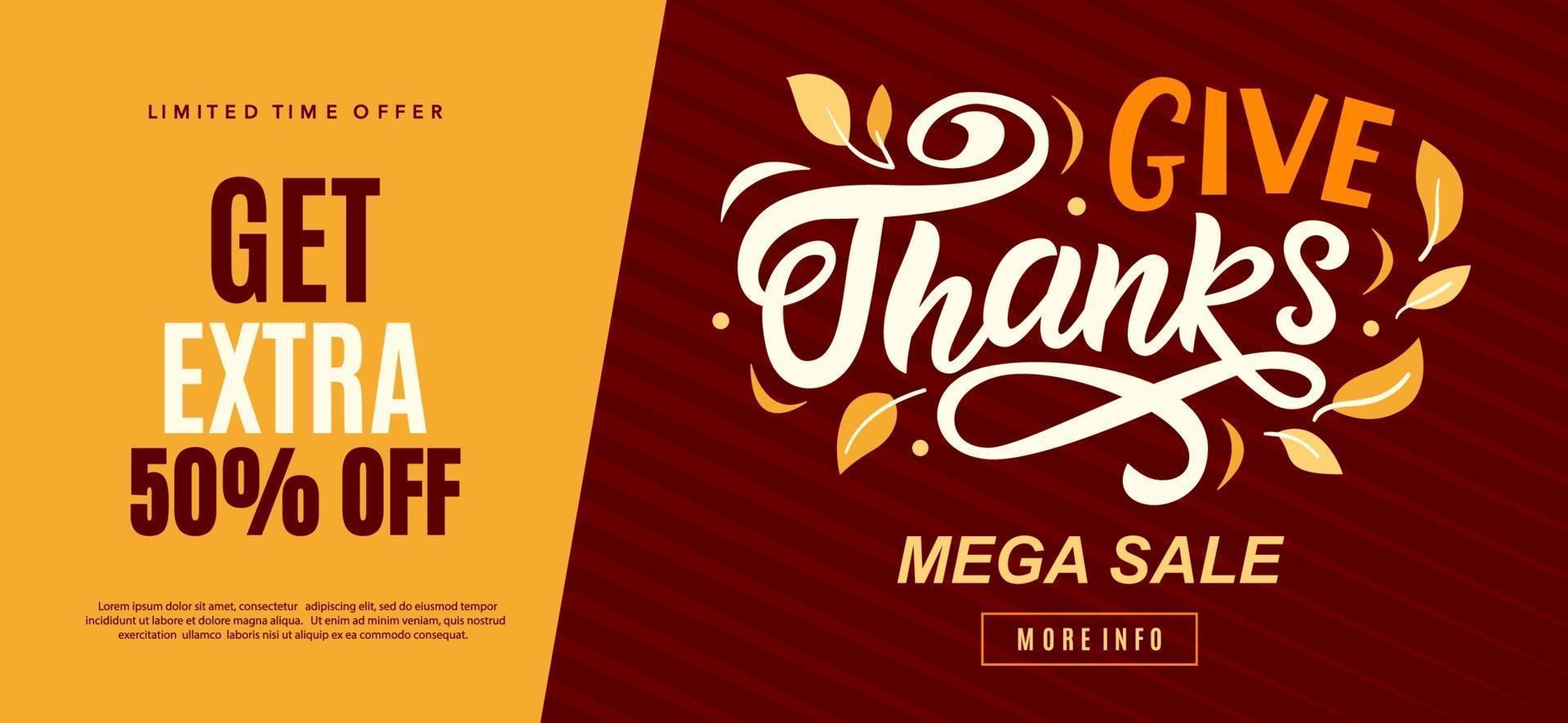 Thanksgiving Day sale banner. Give thanks offer vector