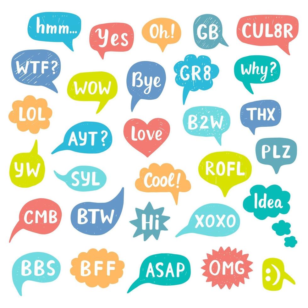 Hand Drawn Internet Speech Bubbles vector