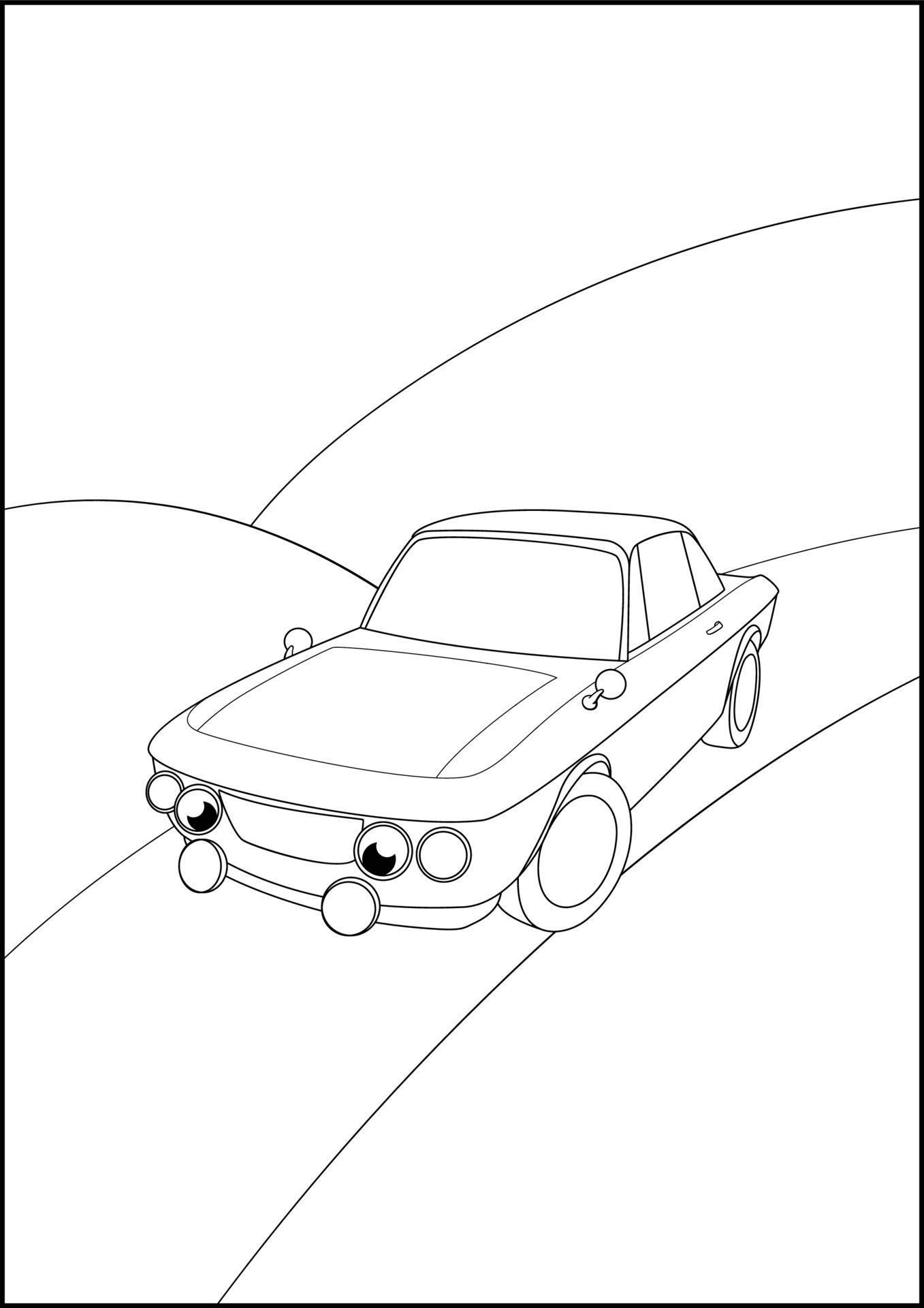 Retro Cars coloring pages, Simple automobile coloring pages ...