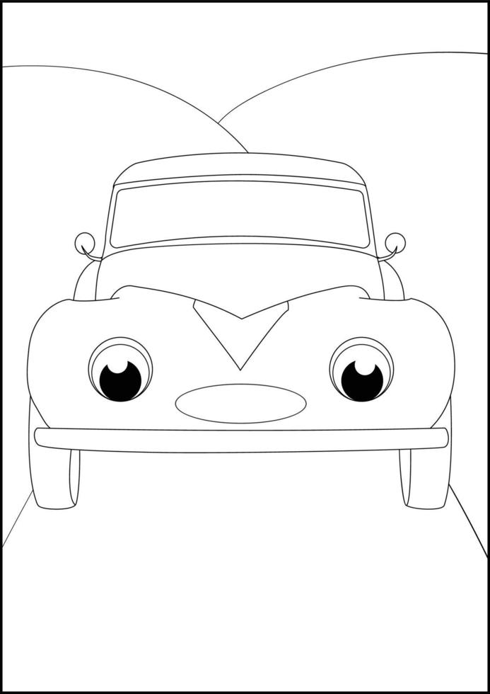 Retro Cars coloring pages, Simple automobile coloring pages for kids. vector