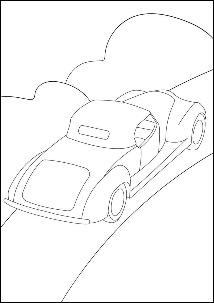 Retro Cars coloring pages, Simple automobile coloring pages for kids. vector