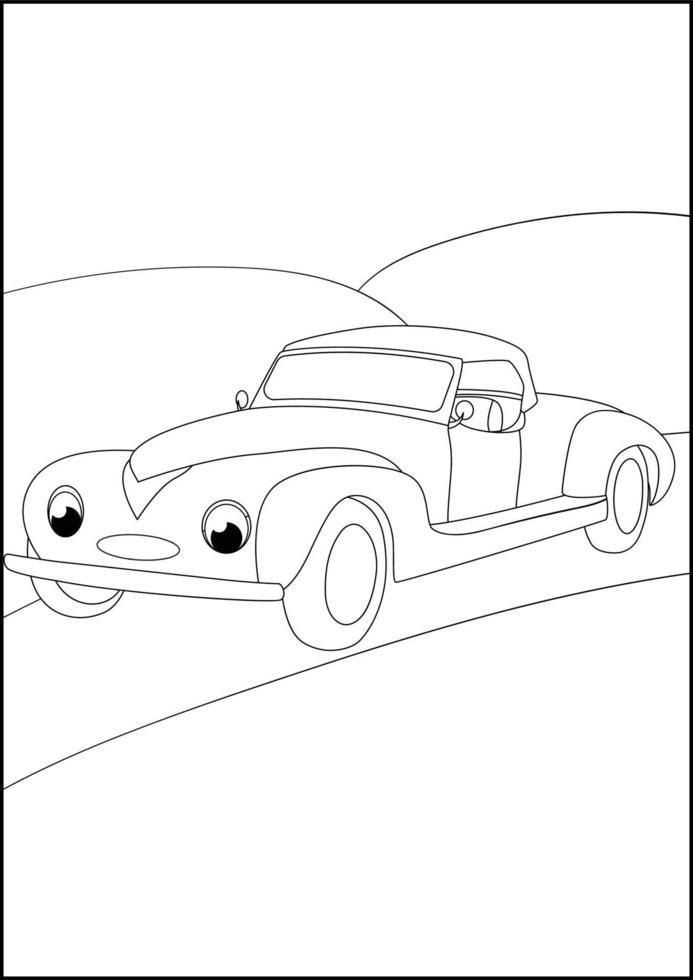 Retro Cars coloring pages, Simple automobile coloring pages for kids. vector