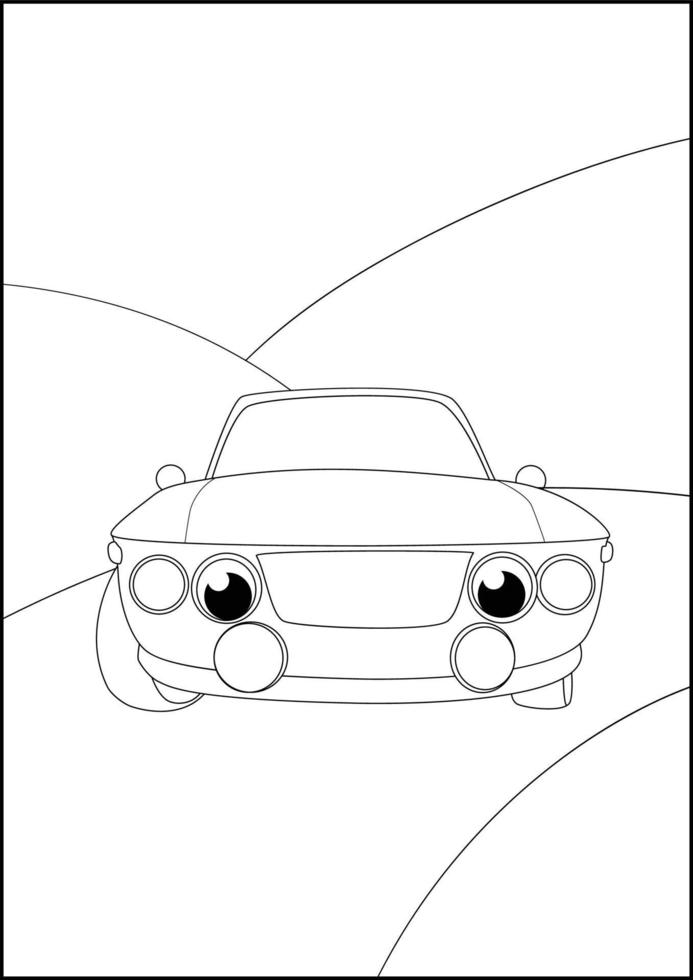 Retro Cars coloring pages, Simple automobile coloring pages for kids. vector