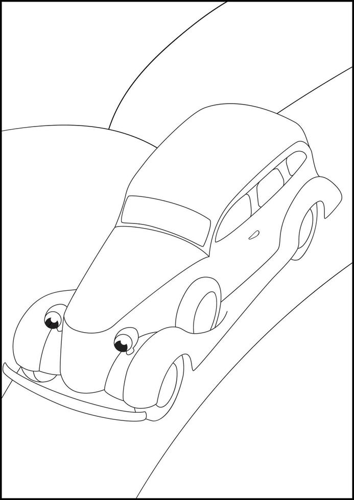 Retro Cars coloring pages, Simple automobile coloring pages for kids. vector