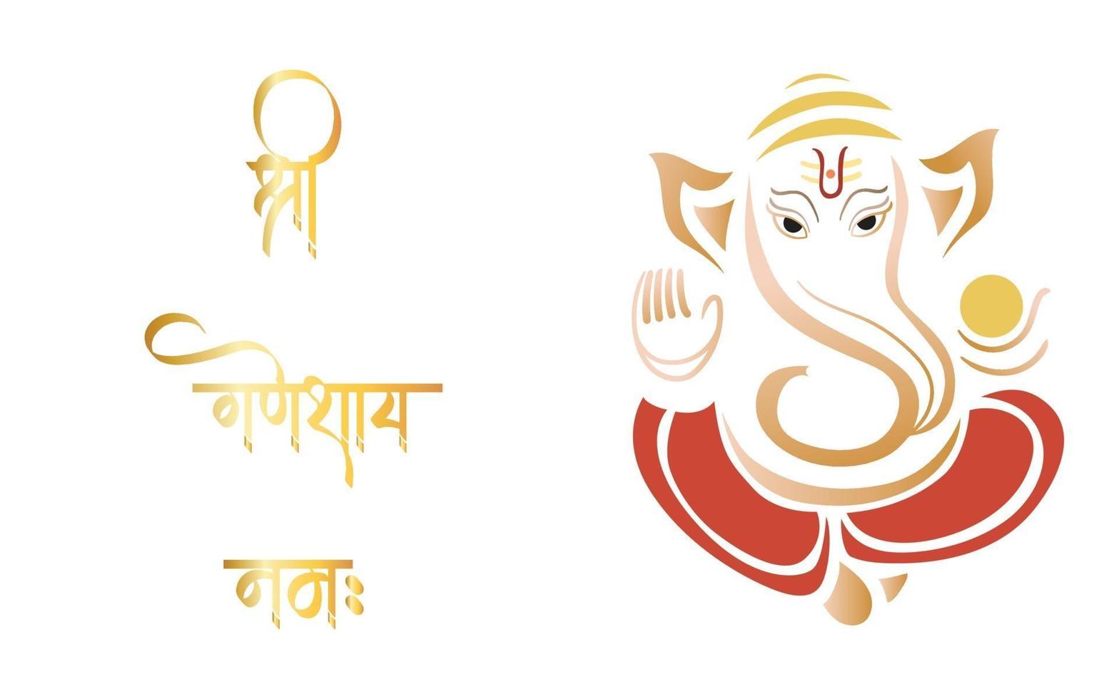 Hand drawn Ganpati vector illustration, happy Ganesh chaturthi.