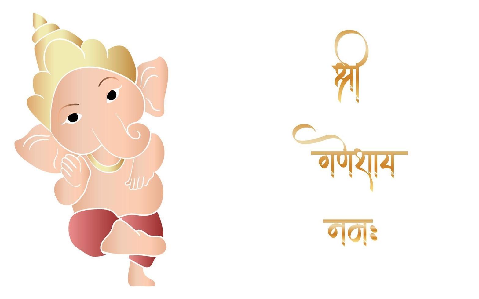 Hand drawn Ganpati vector illustration, happy Ganesh chaturthi.