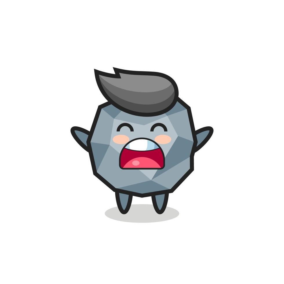cute stone mascot with a yawn expression vector