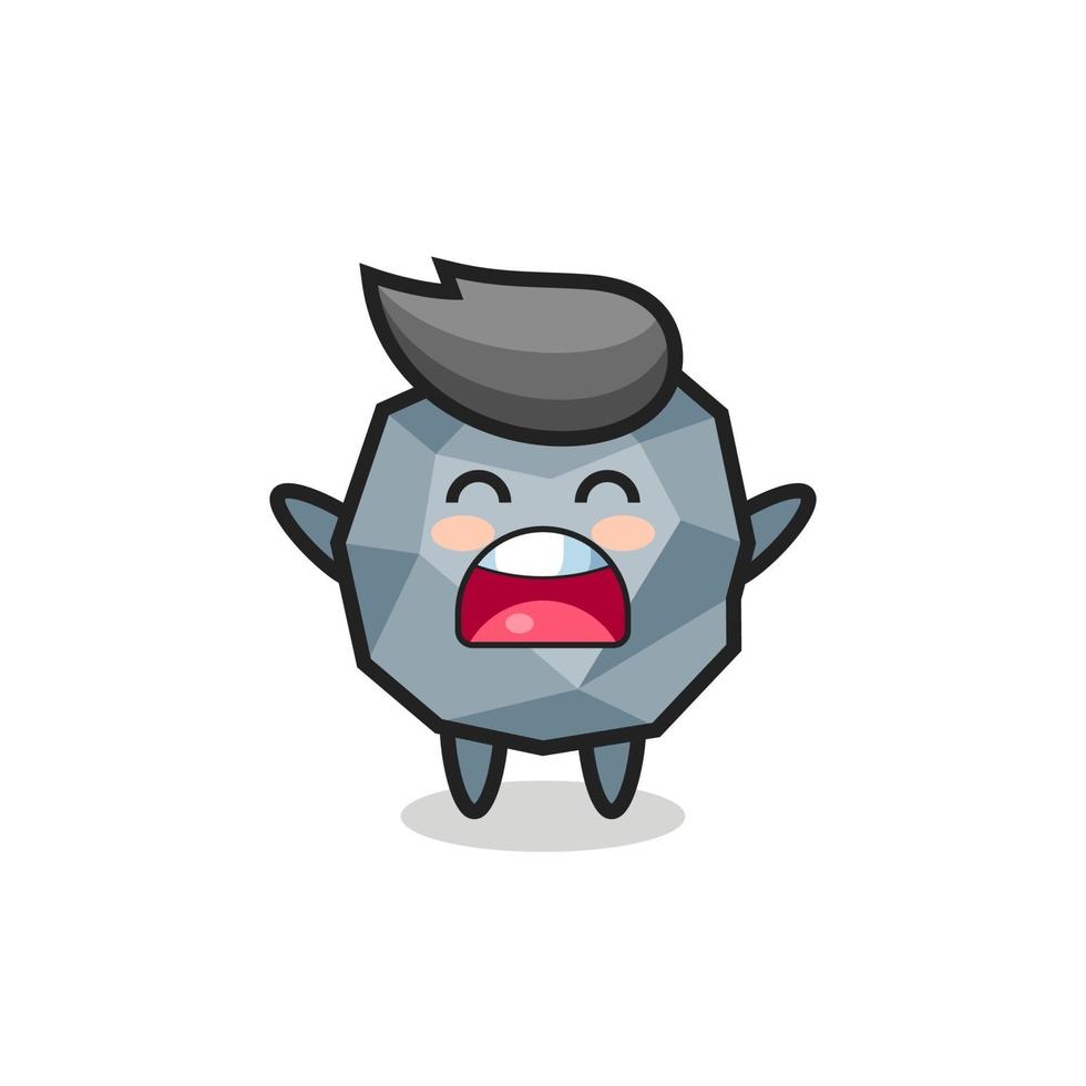 cute stone mascot with a yawn expression vector